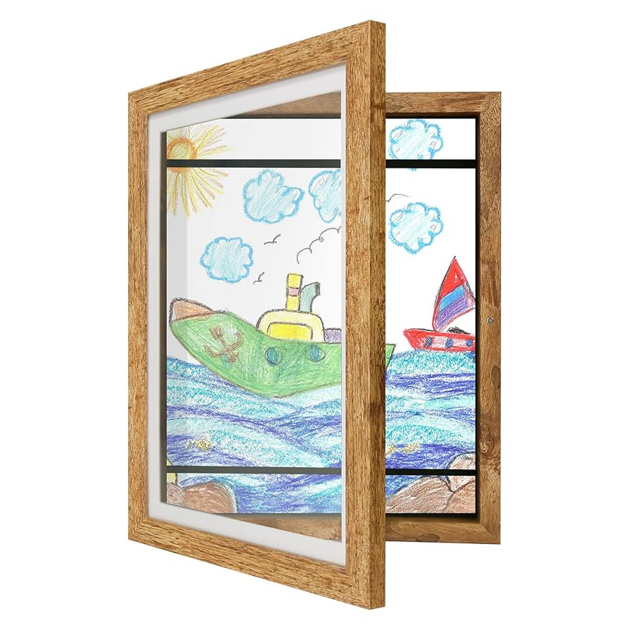 Kids Artwork Frame - 8.5x11 Front Opening Childrens Art Frames Changeable, Brown Artwork Display ... | Amazon (US)