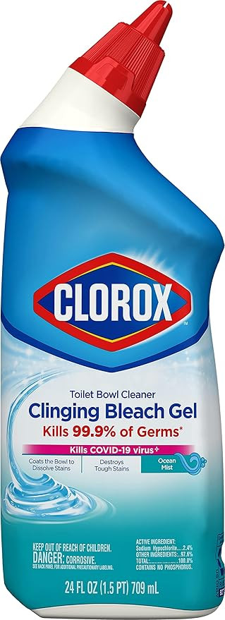 Clorox Toilet Bowl Cleaner, Clinging Bleach Gel, Ocean Mist - 24 Ounces (Package May Vary) | Amazon (US)