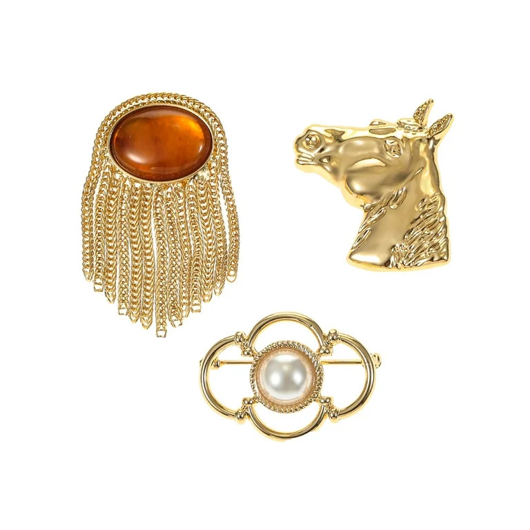 Time and Tru Goldtone Equestrian Motif Brooch/Pin Set, 3 Pieces | Walmart (US)