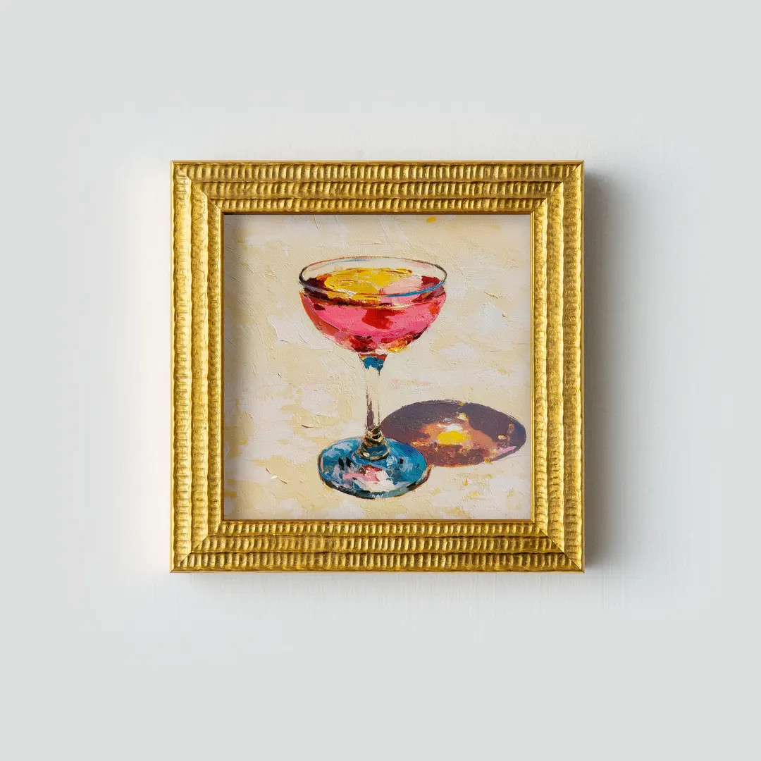 Mini Cosmopolitan Cocktail  Oil Painting : Still Life Kitchen Bar Wall Art Decor,5.3X5.3 Gold Fra... | Etsy (US)