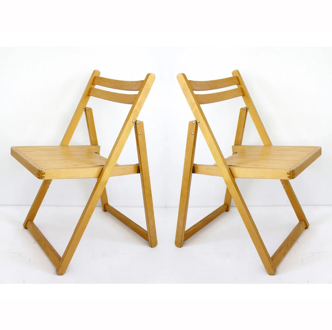 One of 6 // Vintage Mid Century Folding Wood Chair - Etsy | Etsy (US)