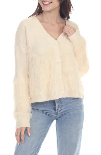 RAIN AND ROSE Plushie Button Front Cardigan in Cream at Nordstrom Rack, Size X-Large | Nordstrom Rack