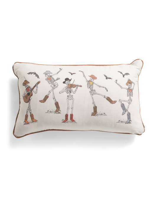 14x24 Dancing Cowboy Skeletons Halloween Pillow | TJ Maxx