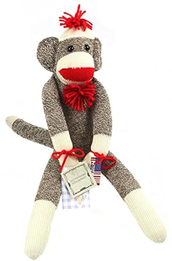 The Original Sock Monkey - Featuring Classic Button Eyes, Pom Pom Hat, and Poof Ball Necktie - Measu | Amazon (US)