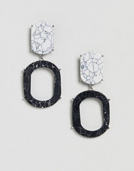 ASOS DESIGN Marble Effect Double Drop Earrings | ASOS US