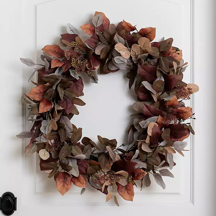 New! Brown and Gray Eucalyptus Mix Wreath | Kirkland's Home