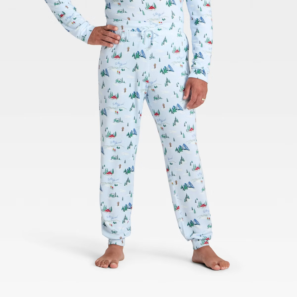 Men's "Tis the Ski-son!" Cozy Knit Holiday Matching Family Pajama Pants - Wondershop™ Blue | Target