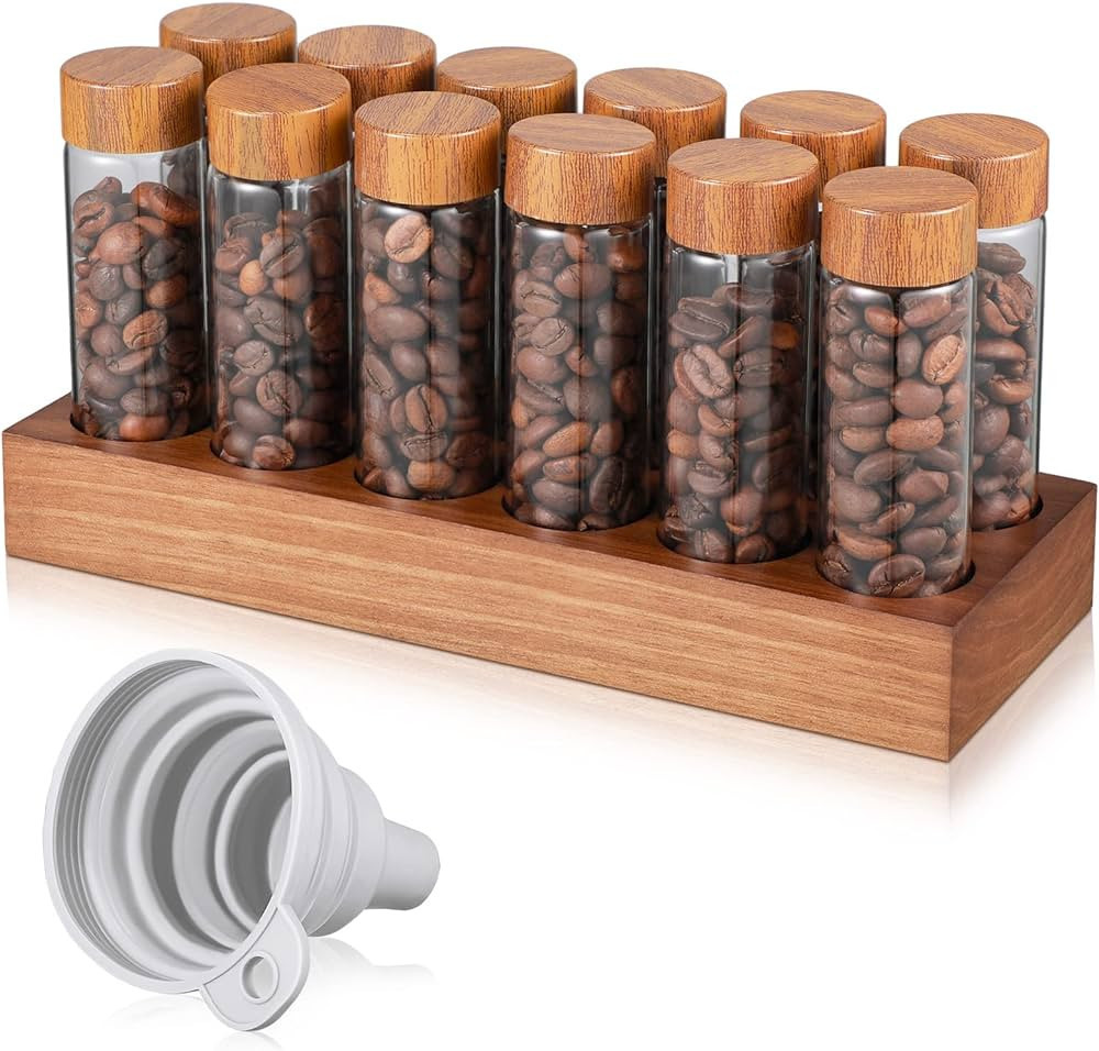 Hsei 12 Pieces Single Dose Coffee Bean Storage Tubes Jar 2 oz Borosilicate Glass Coffee Bean Cont... | Amazon (US)