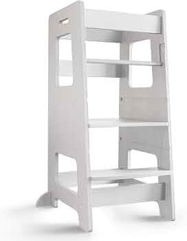 Kitchen Step Stool, WOOD CITY Toddler Kitchen Stool Helper with Safety Rail, Height Adjustable Ch... | Amazon (US)