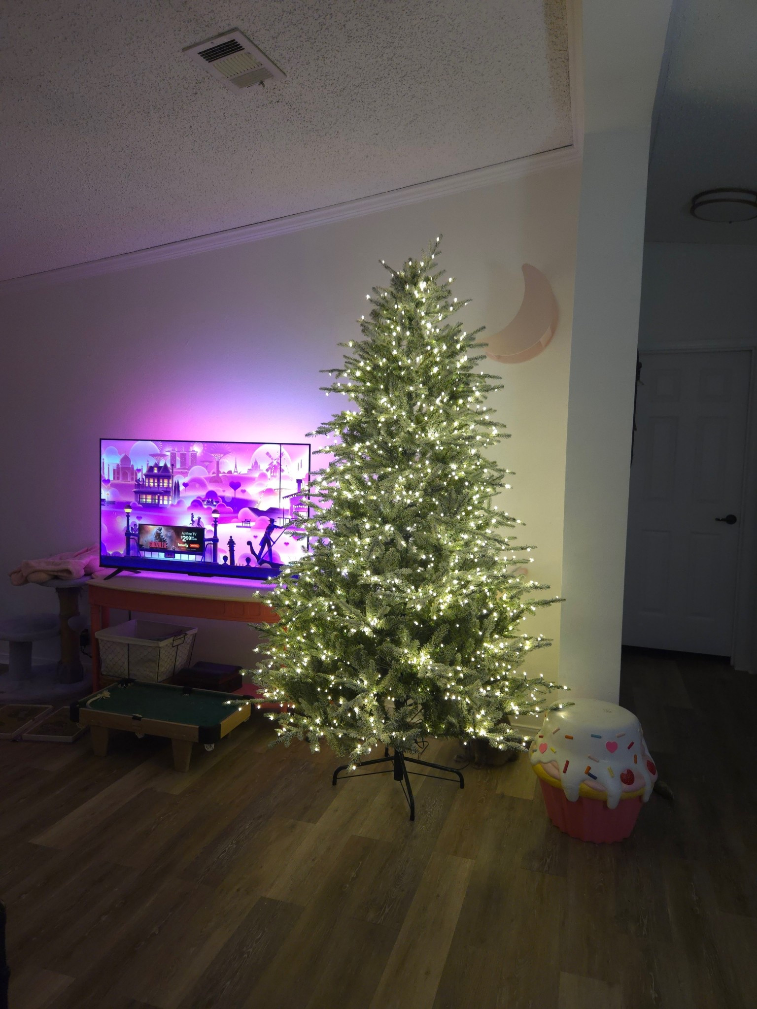The Home Decorators 7.5ft Flocked Grand Duchess Christmas tree lit up at night! 🎄✨
Christmas decor, family room makeover, holiday hosting ideas

#LTKSeasonal #LTKHome #LTKHoliday
