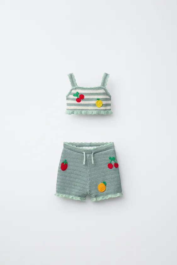 1-6 YEARS/ FRUIT CROCHET KNIT TOP AND SHORTS SET | Zara US