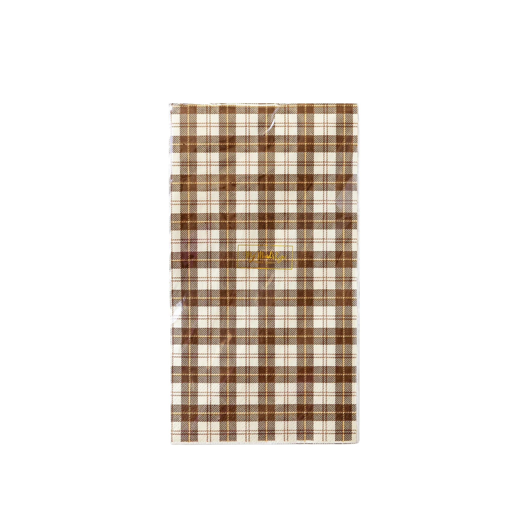 Harvest Brown Plaid Paper Dinner Napkin | My Mind's Eye