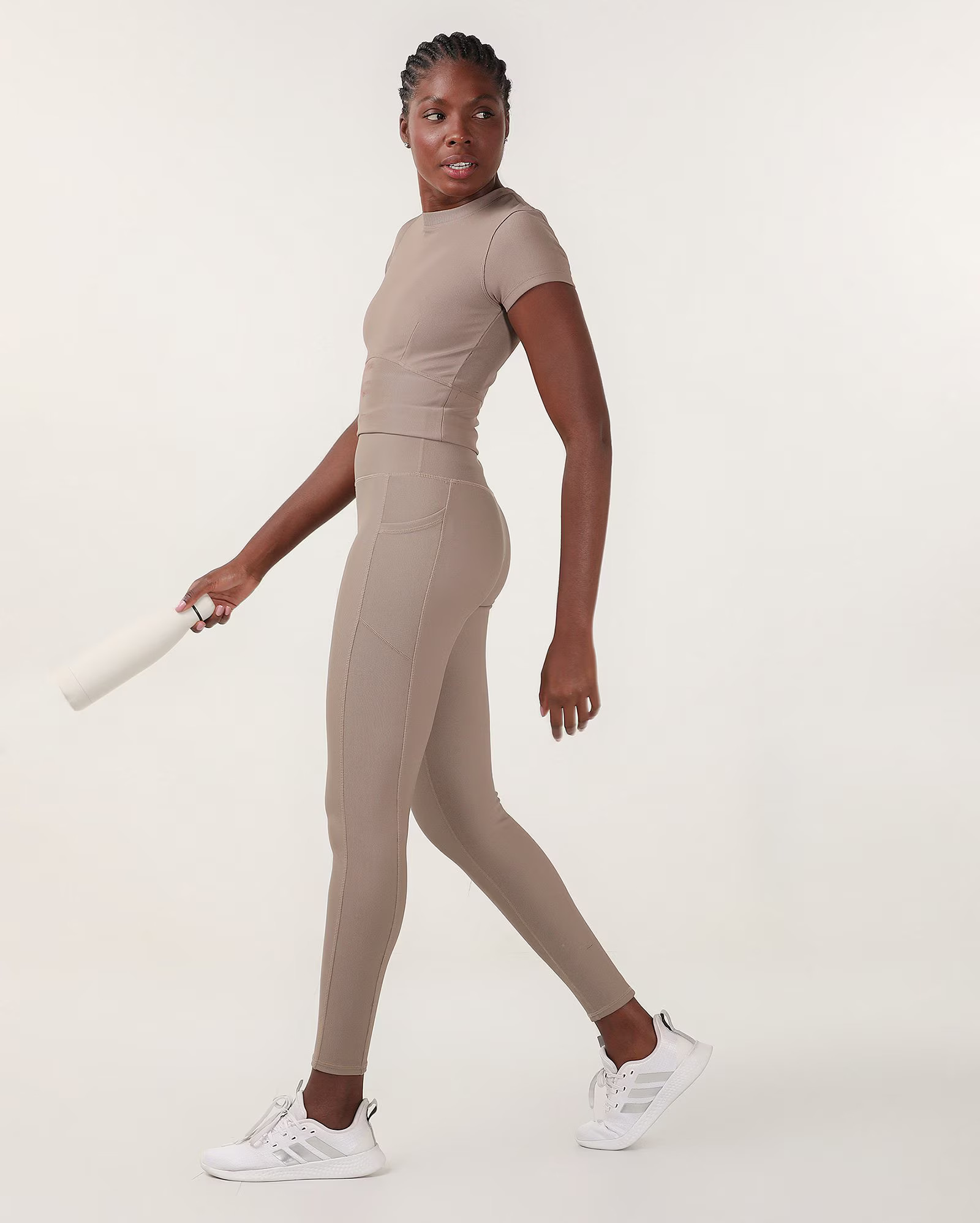 Calça legging esportiva power rib canelada bolso funcional - Bege Escuro | BodyWork by Riachuelo | Riachuelo (BR)