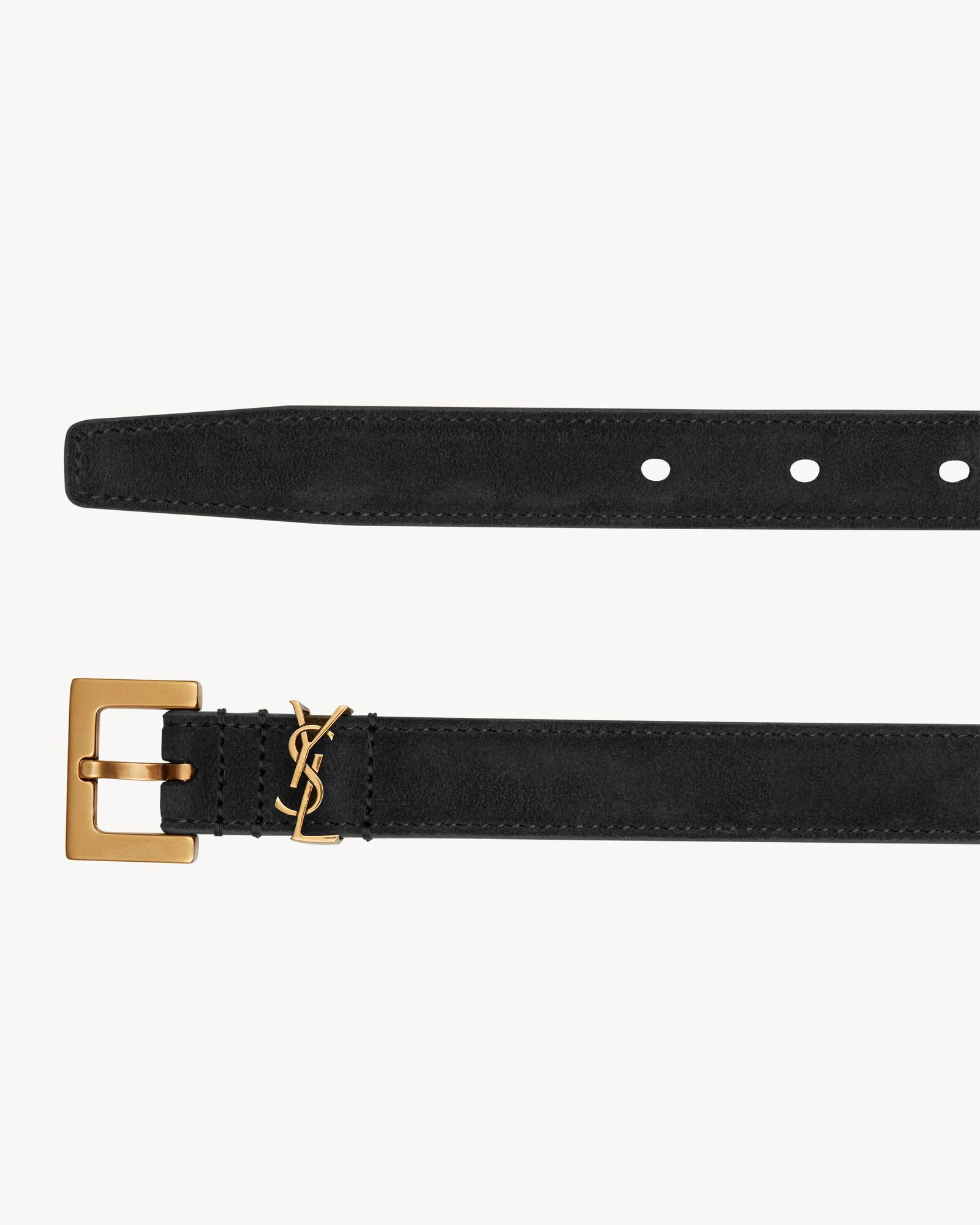 cassandre thin belt with square buckle in suede | Saint Laurent Inc. (Global)