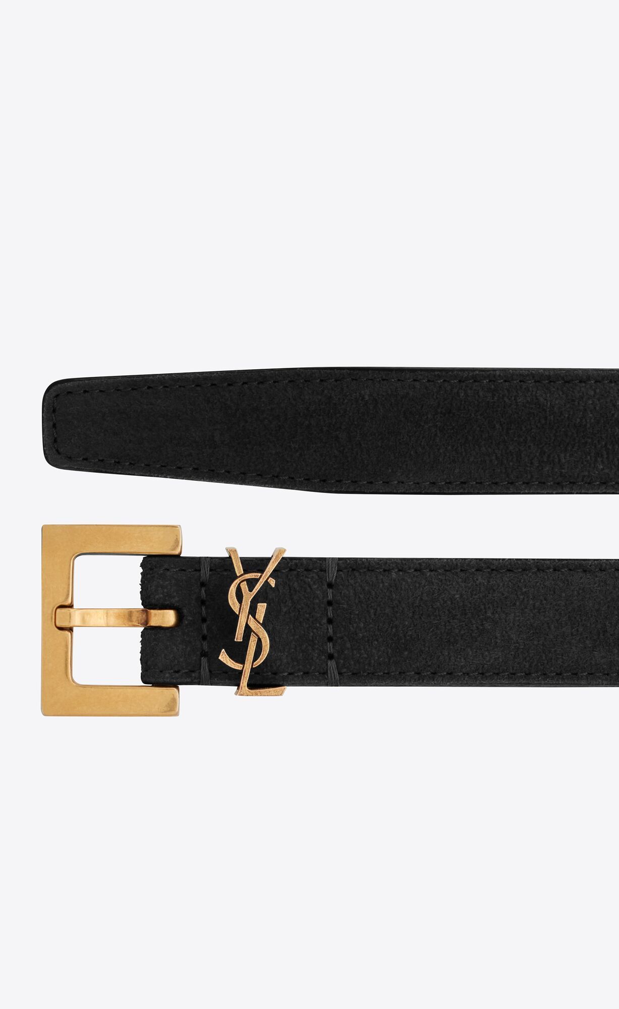 cassandre thin belt with square buckle in suede | Saint Laurent Inc. (Global)