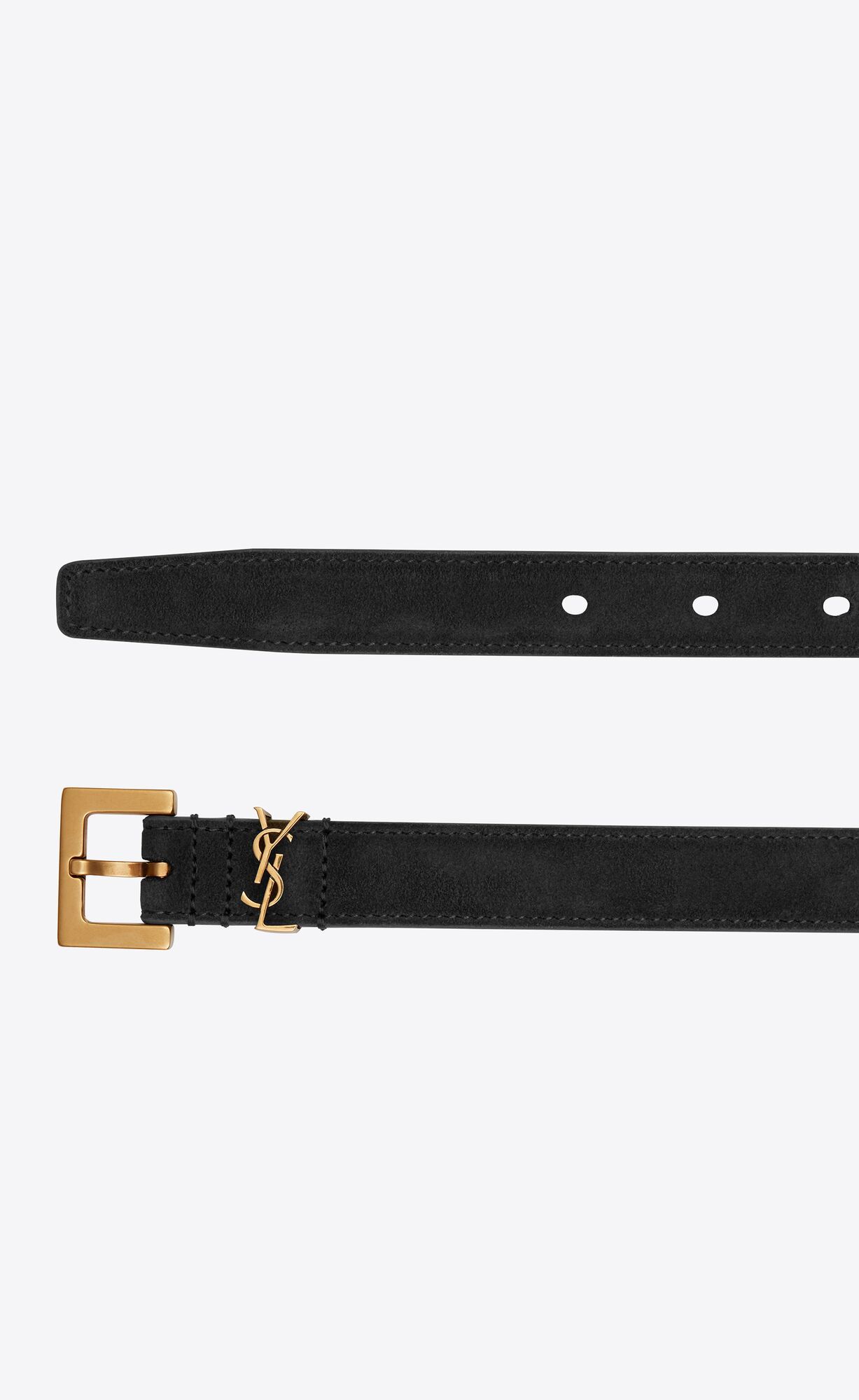 cassandre thin belt with square buckle in suede | Saint Laurent Inc. (Global)