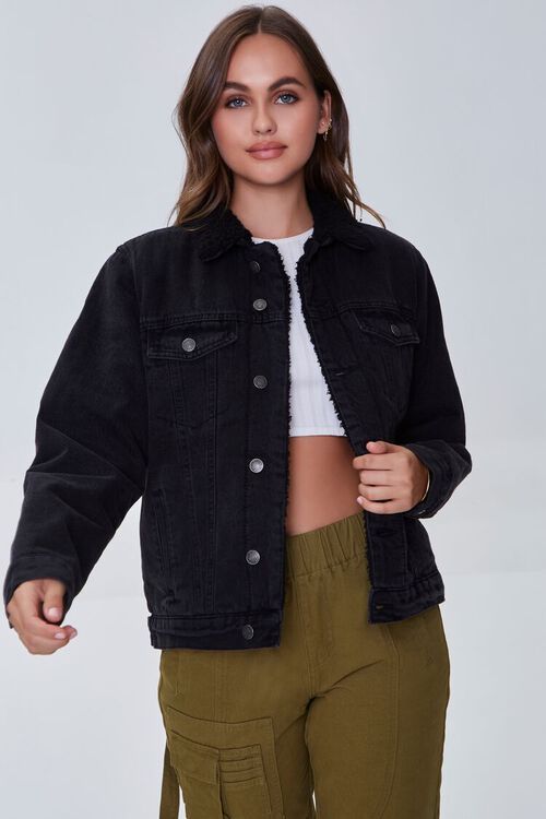 Faux Shearling-Lined Denim Jacket | Forever 21 (US)
