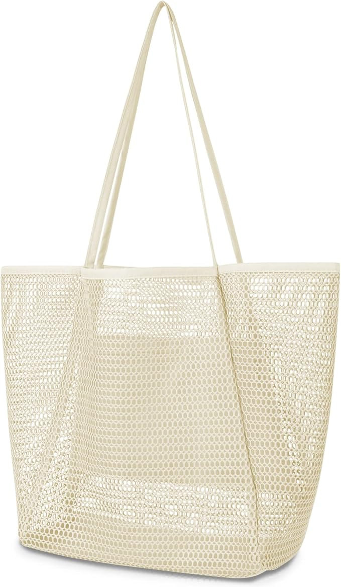 Iioscre Mesh Beach Tote Bags for Womens, Causal Hobo Pool Bags for Swimming Pools Vacations Beach... | Amazon (US)