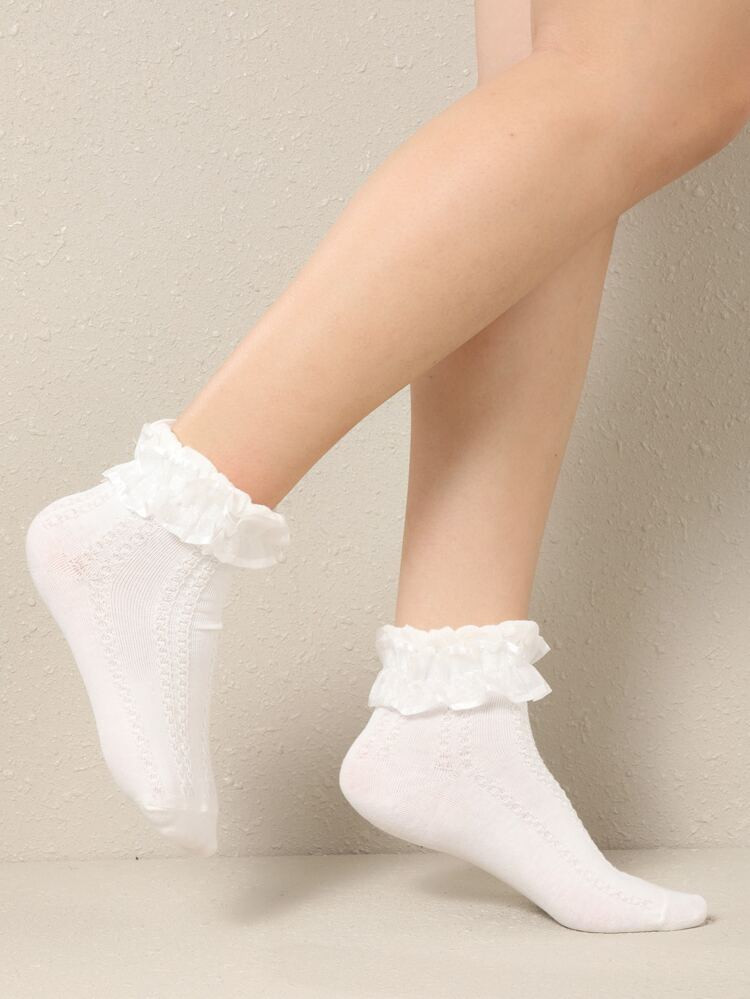 Lace Trim Crew Socks | SHEIN