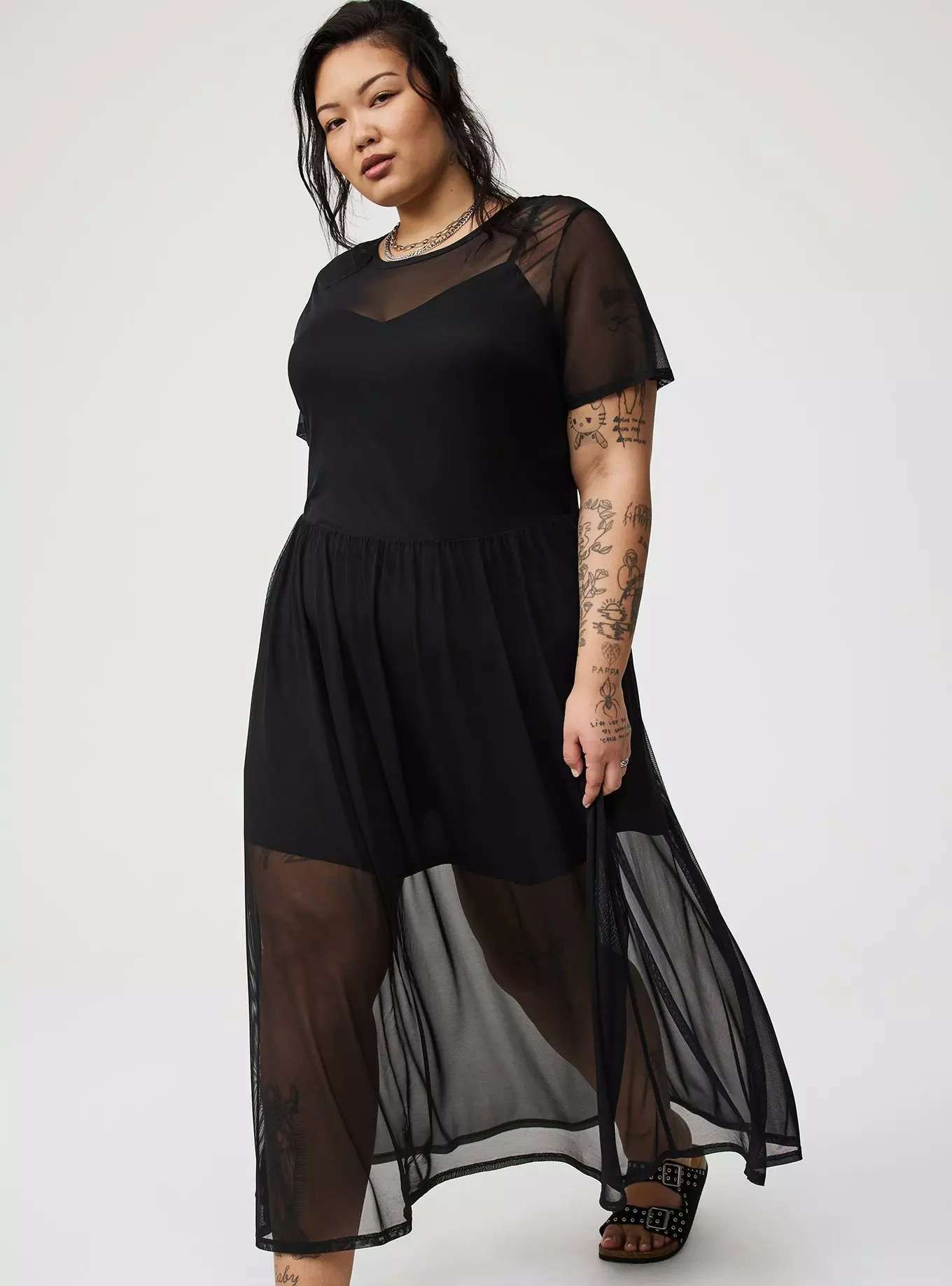 Relaxed Tea Length Mesh T-Shirt Dress | Torrid (US & Canada)