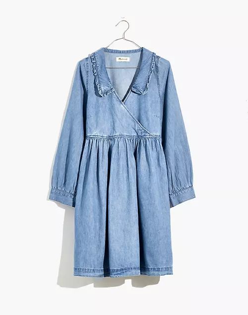 Ruffle-Collar Faux-Wrap Dress: TENCEL™ Denim Edition | Madewell