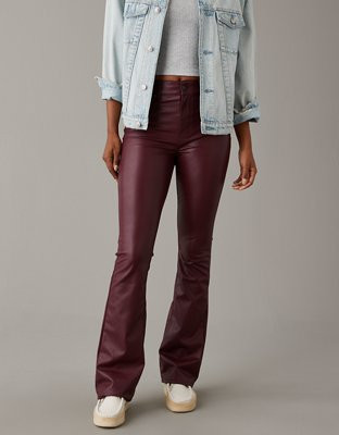 AE Stretch Vegan Leather Super High-Waisted Kick Boot Pant | American Eagle Outfitters (US & CA)