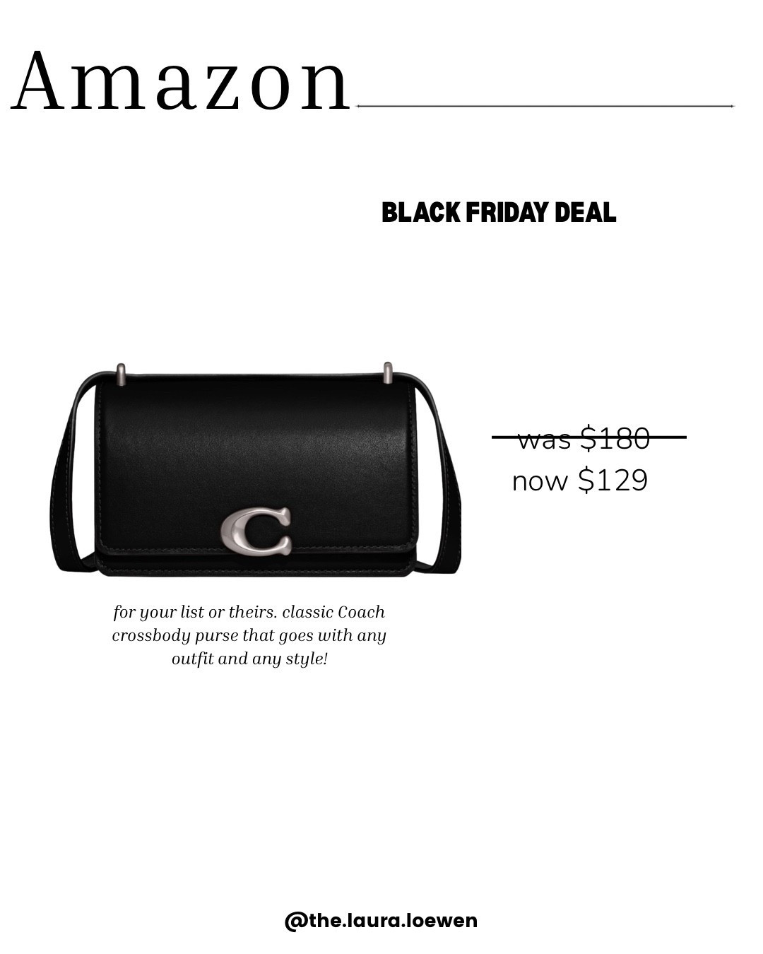 Black Friday Coach bag deal! ✨


Amazon purse for her 
Amazon Christmas gift idea for her 
Amazon gift idea for mom 
Amazon work outfit 
Amazon date night 
Coach bag on sale 
Coach purse on sale 
Black crossbody purse 

#LTKHoliday #LTKGiftGuide #LTKFindsUnder100