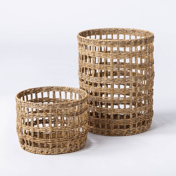 Medium Manmade Wicker Basket Beige - Threshold™ designed with Studio McGee | Target