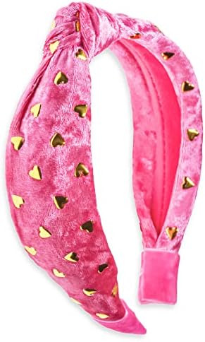 FROG SAC Pink Heart Headband for Girls, Studded Knotted Headbands for Kids, Cute Head Bands, Litt... | Amazon (US)