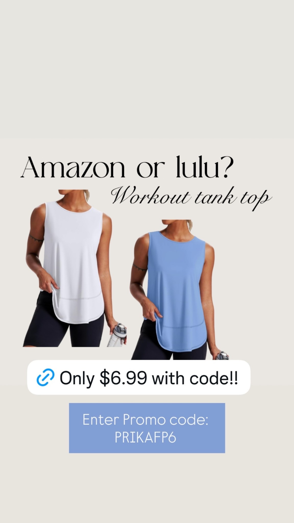 Amazon tank tops that look just like Lululemon! Enter Promo code: PRIKAFP6
Same link for all colors

#LTKSaleAlert #LTKActive #LTKootd