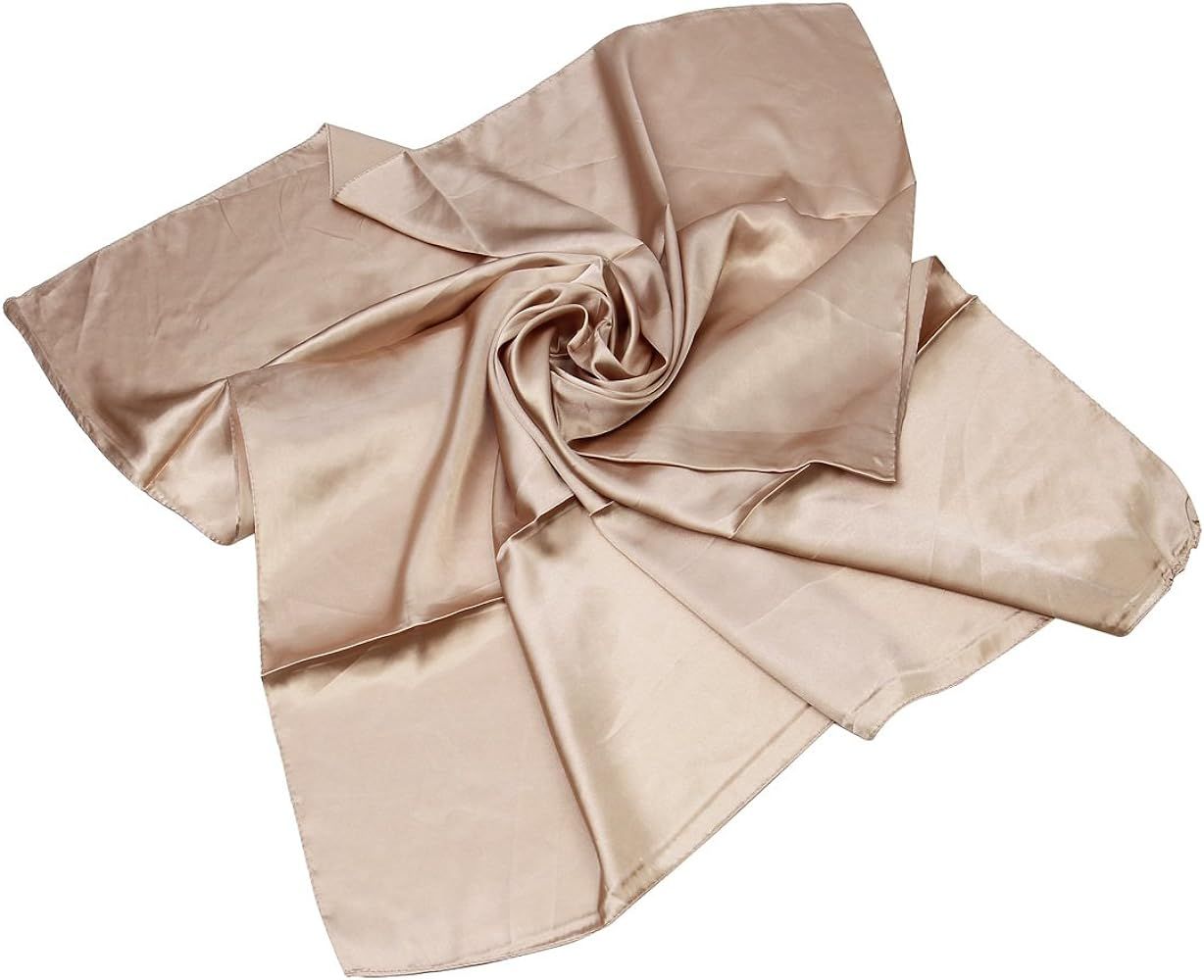 Elegant Large Silk Feel Solid Color Satin Square Scarf Wrap, 36 inch | Amazon (US)