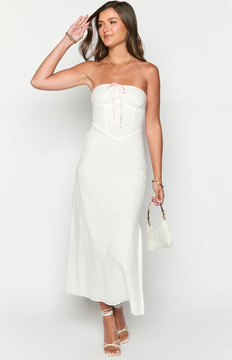 Vanity White Strapless Maxi Dress | Beginning Boutique (US)