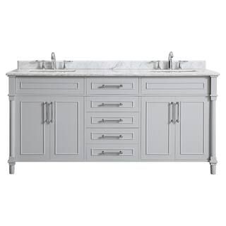 Home Decorators Collection Aberdeen 72 in. W x 22 in. D x 34.5 in. H Bath Vanity in Dove Grey wit... | The Home Depot