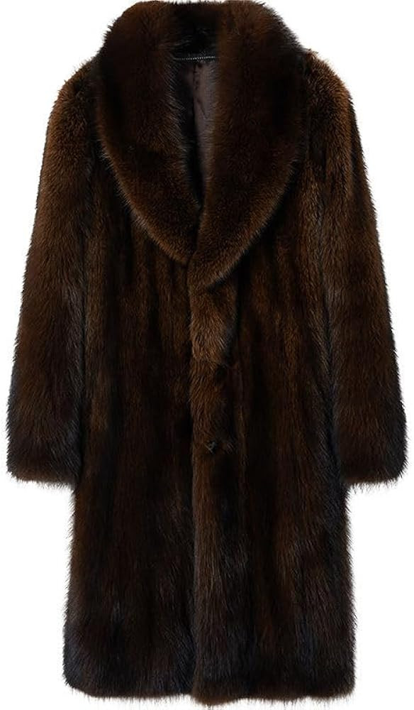 Jiujiubaba Men's fur coat artificial wool long winter casual warm large size | Amazon (US)