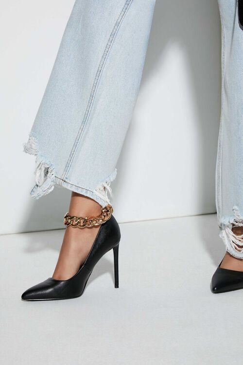 Faux Leather Curb Chain Stiletto Heels | Forever 21 (US)