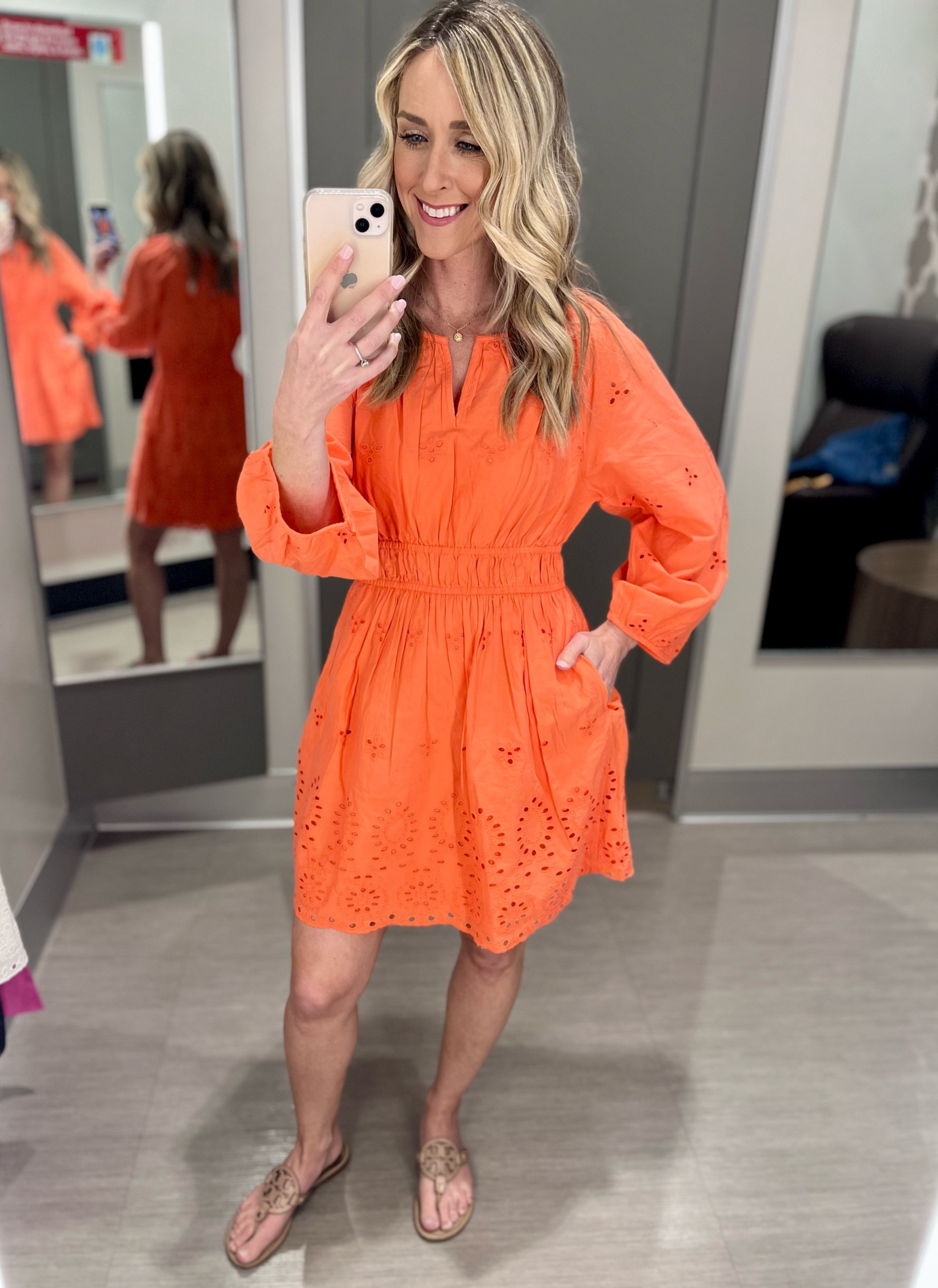 J crew shop orange eyelet dress