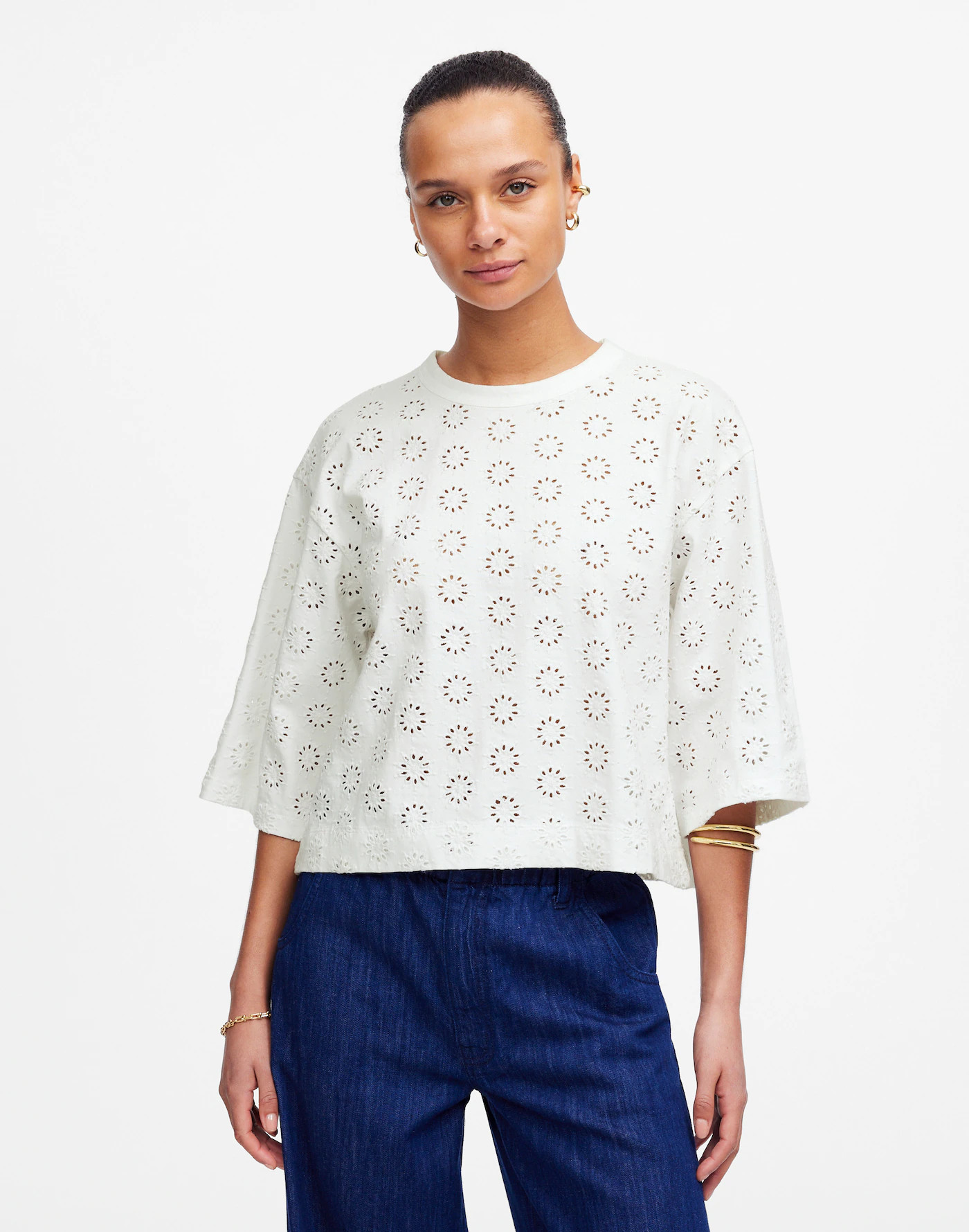 Embroidered Wide-Sleeve Boxy Tee | Madewell