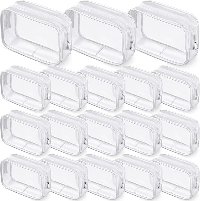 Saintrygo 18 Pack Clear Makeup Bags 7 x 5 PVC Cosmetic Bag Plastic Zippered Pouches Portable Toil... | Amazon (US)