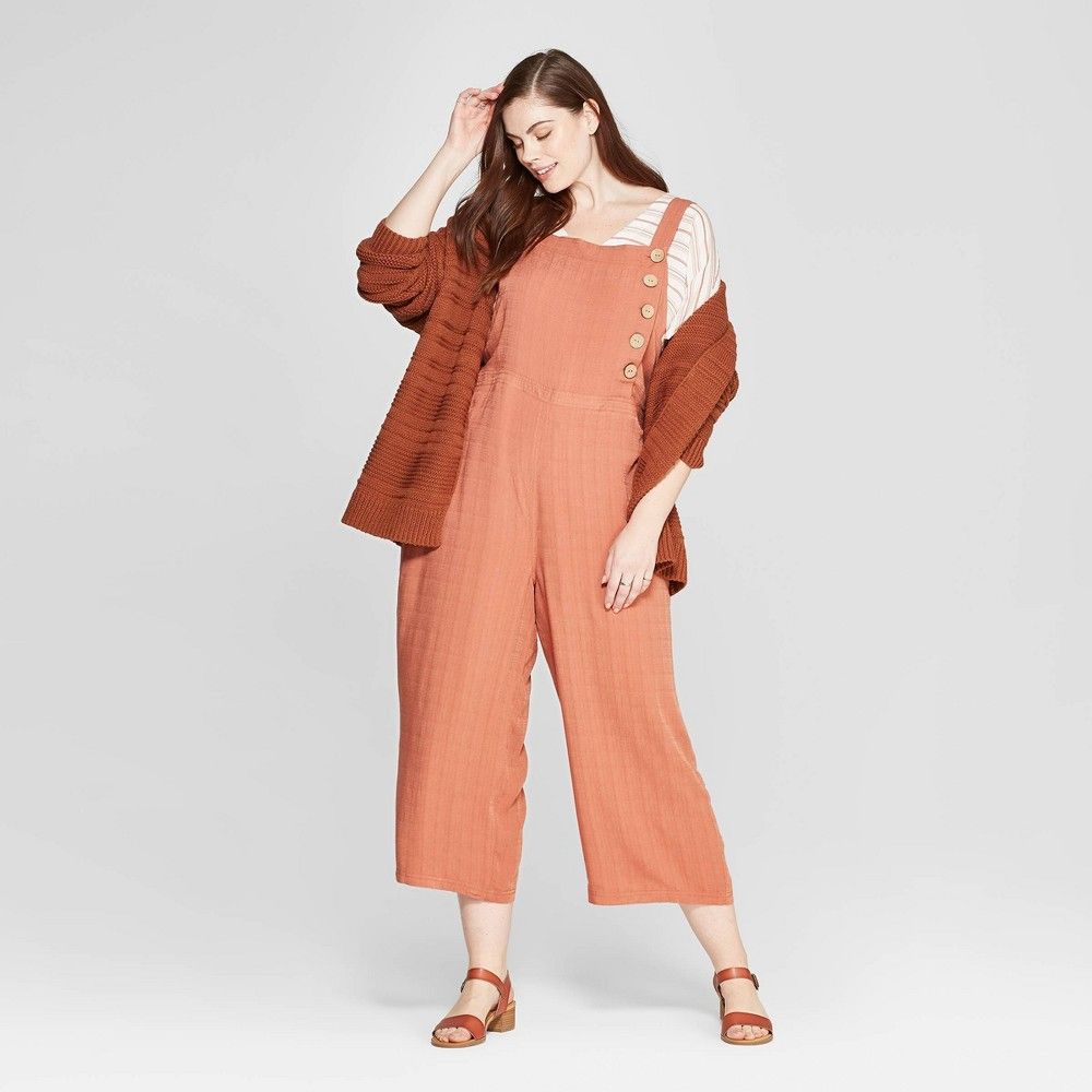 Women's Plus Size Sleeveless Button Detailed Jumpsuit - Universal Thread Orange 4X | Target