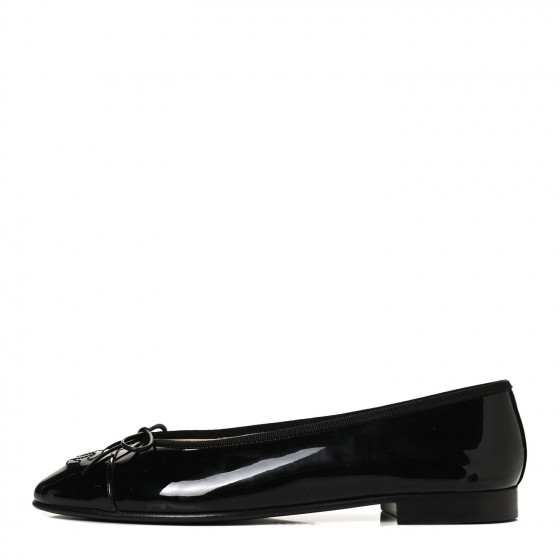 CHANEL Patent CC Cap Toe Ballerina Flats 37 Black | FASHIONPHILE | Fashionphile