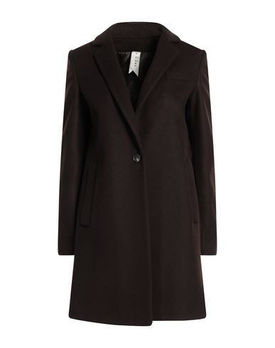 Annie P. Woman Coat Dark brown Size 10 Virgin Wool, Polyamide, Cashmere | YOOX (US)