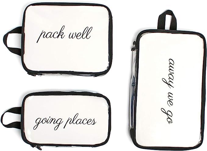 Miamica Women's Packing Cubes, Travel Organizer, 3-Piece Set, Clear Black, One Size | Amazon (US)