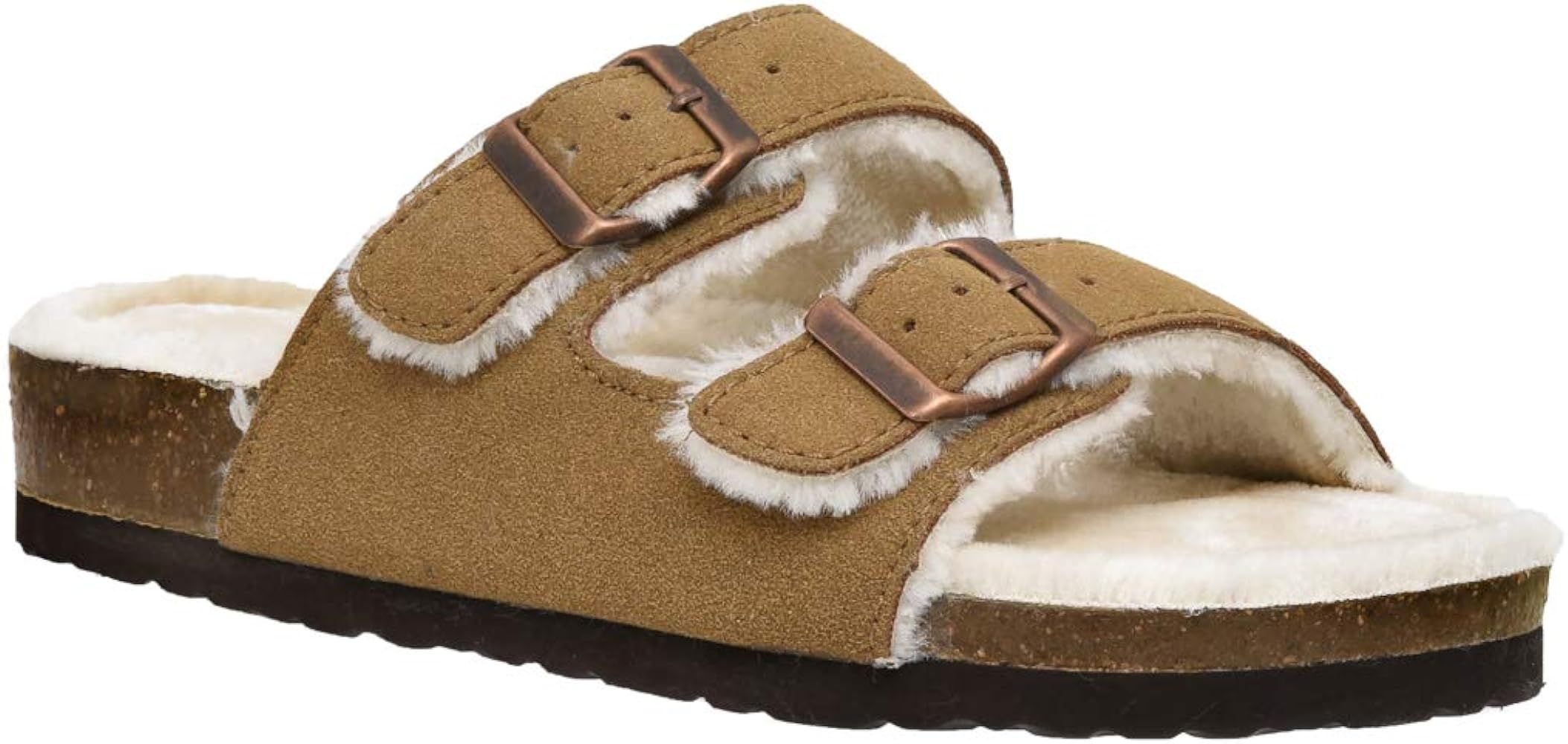 Women's Cushionaire Lane Cozy Cork footbed Sandal with Faux fur lining and +Comfort | Amazon (US)