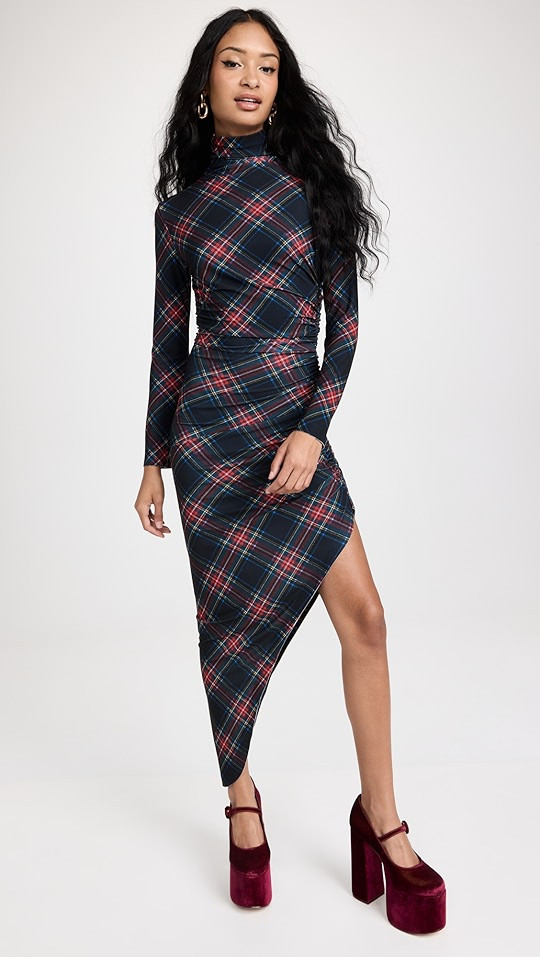 Norma Kamali Long Sleeve Turtle Neck Side Drape Gown | SHOPBOP | Shopbop