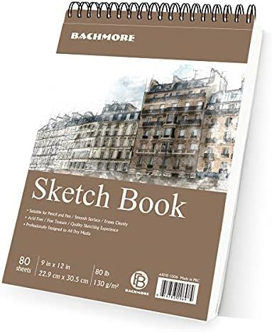 Bachmore Sketchpad 9X12" Inch (88lb/130g), 80 Sheets of Spiral Bound Sketch Book for Artist Pro & Am | Amazon (US)