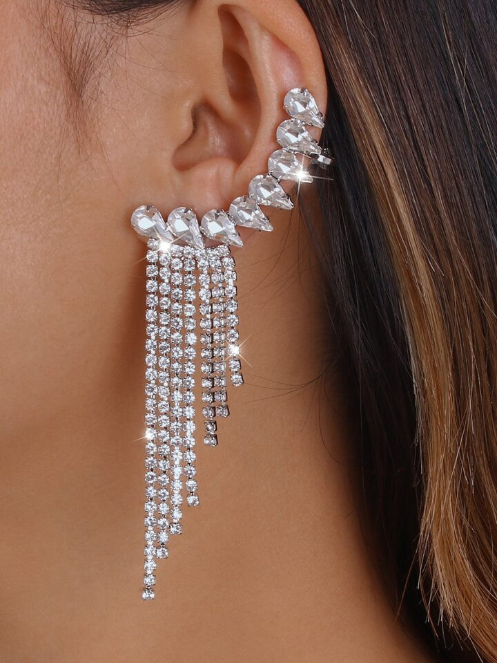 Rhinestone Tassel Decor Earrings | SHEIN