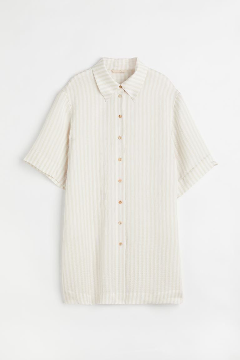 Short-sleeved silk-blend shirt | H&M (UK, MY, IN, SG, PH, TW, HK)