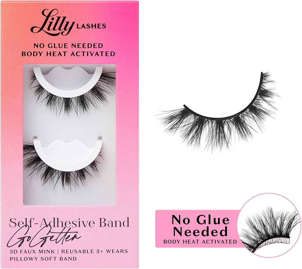 Lilly Lashes 3D Self Adhesive Eyelashes, No Lash Glue Needed, Body Heat Activated Press on Lashes... | Amazon (US)