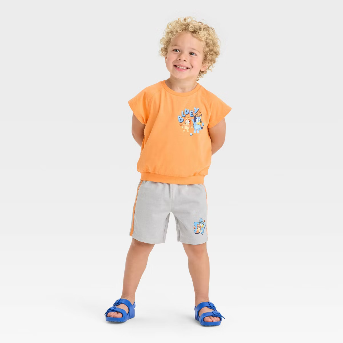Toddler Boys' 2pc Bluey and Friends Short Sleeve T-Shirt & Shorts Set - Orange | Target
