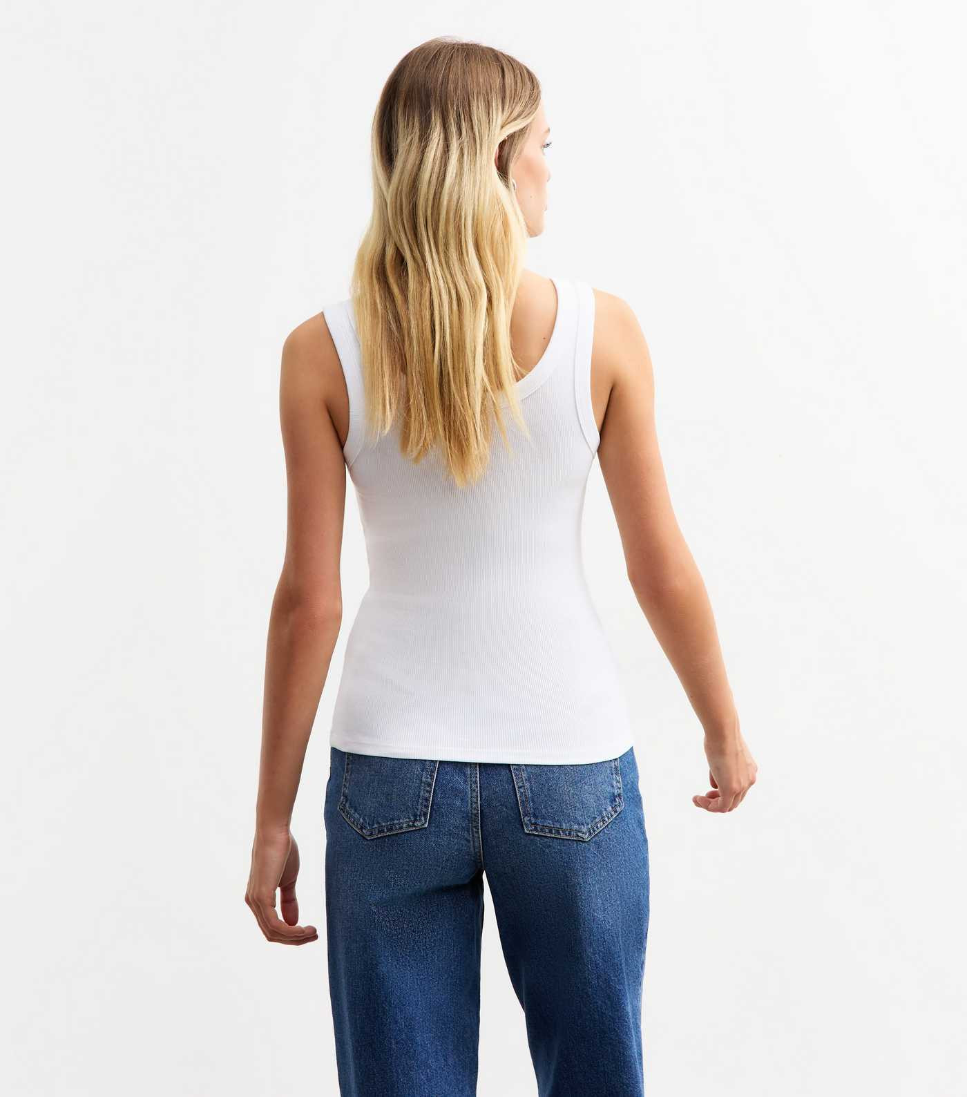 White Wide Strap Scoop Neck Ribbed Vest | New Look | New Look (UK)